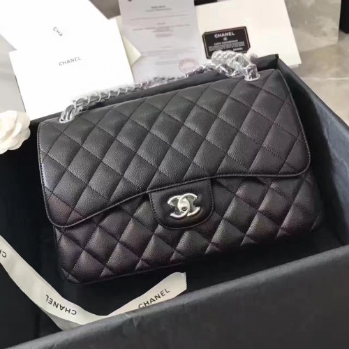 Chanel Jumbo 30cm genuine caviar leather black